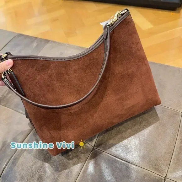 NWT COACH Laurel Shoulder Bag Tassels CCC75 Vintage Brown/Maple Suede Leather - Picture 3 of 7